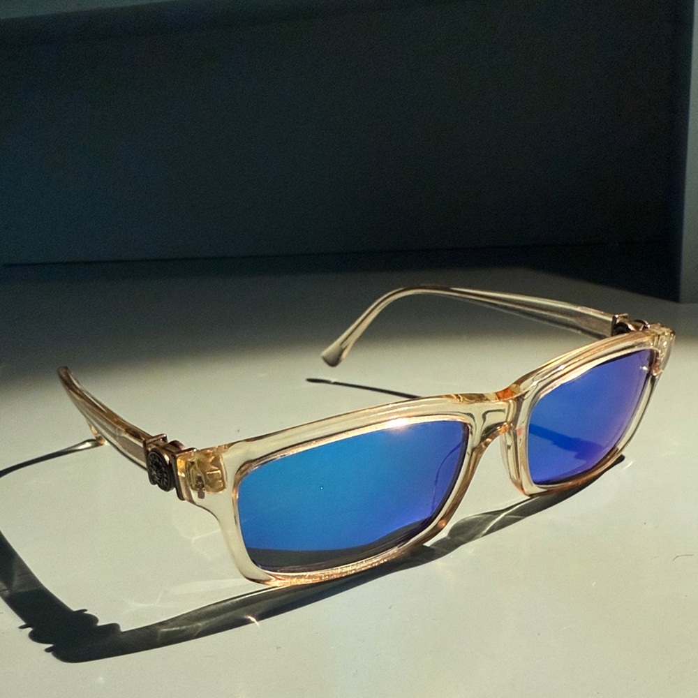 Chrome Hearts Clear Frame Sunglasses with Blue Mirror Lenses